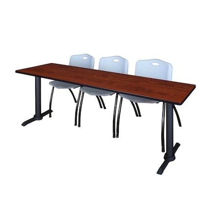 Cain Rectangle Tables > Training Tables > Cain Training Table & Chair Sets, 84 W, 24 L, 29 H, Cherry MTRCT8424CH47GY